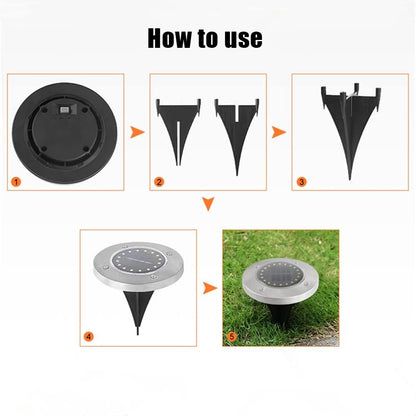 Solar Powered 8-LED Ground Lights | Outdoor Pathway Lighting