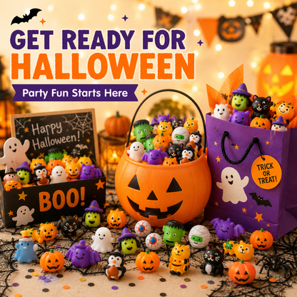 🎃  Halloween Mochi Squishy Toys – Cute Sensory Party Favors & Goodie Bag Fillers