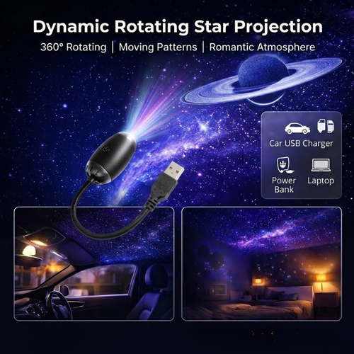 🚗USB Car Roof Star Projector Night Light with 360° Rotation & Flexible Gooseneck 🌟