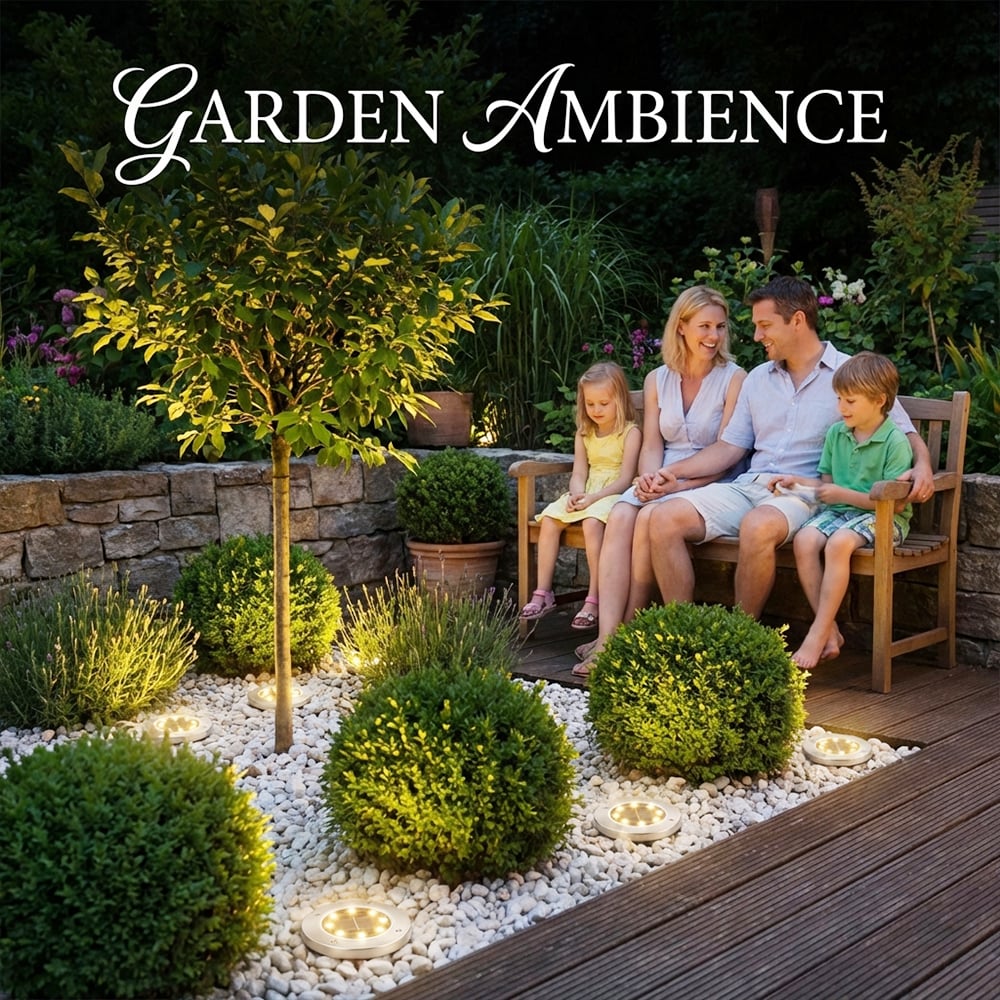 Solar Powered 8-LED Ground Lights | Outdoor Pathway Lighting