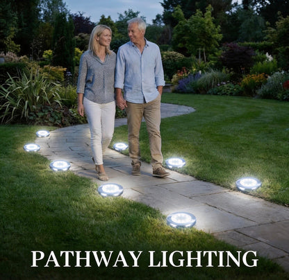 Solar Powered 8-LED Ground Lights | Outdoor Pathway Lighting