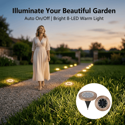 Solar Powered 8-LED Ground Lights | Outdoor Pathway Lighting