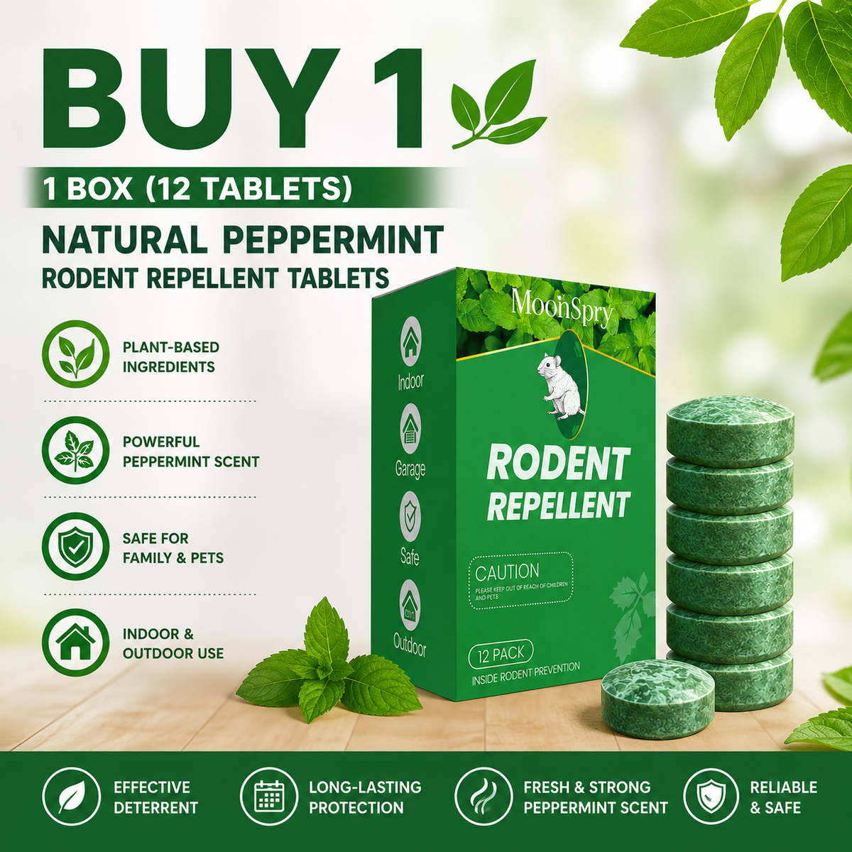 🦟 50% OFF NOW!🔇 🟢 Natural Peppermint Rodent Repellent Tablets