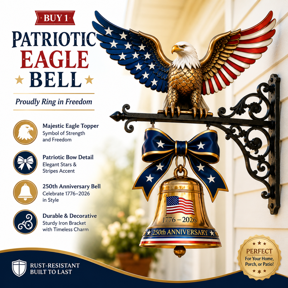 🔔🔔 Ring in the Semiquincentennial: 1776-2026 "Spirit of Liberty" Eagle Bell