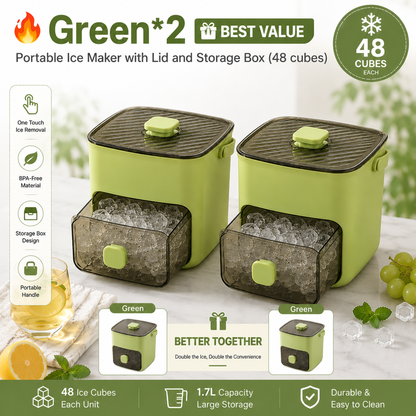 🥳2026 HOT SALE🥳💞50K+ SOLD!🧊Portable Ice Maker with Lid and Storage Box (48 cubes)