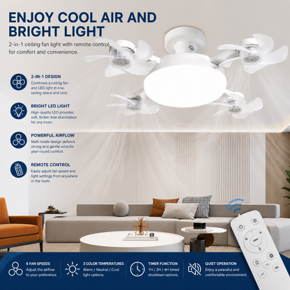 🎁Hot Sale 50% OFF✨Remote-Controlled LED Ceiling Fan Light