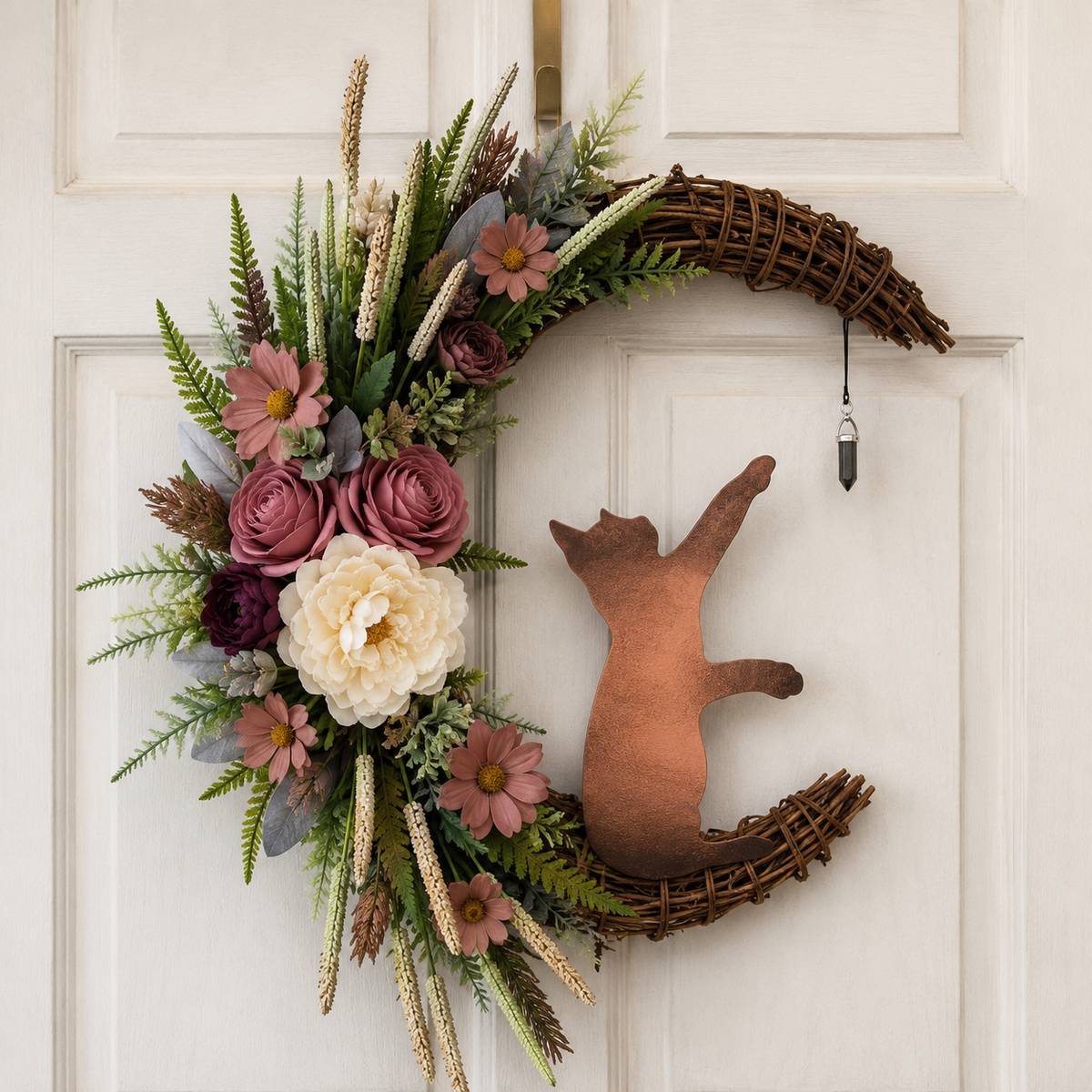 🔥Last Day 50% OFF - Handmade Halloween Cat Wreath🐈‍⬛🌙
