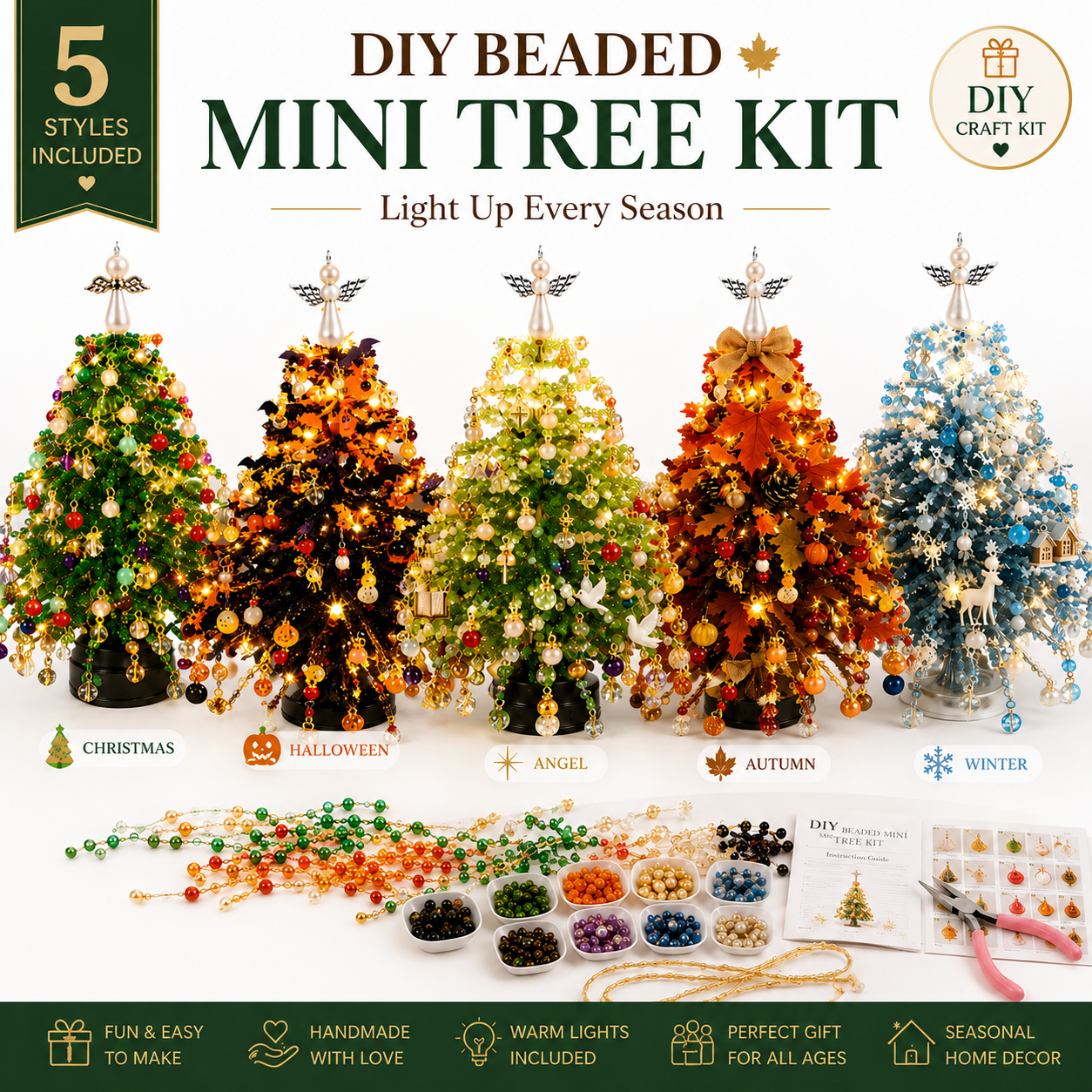 🎄 DIY Christmas tree bead kit – 🎅 Create your own sparkling Christmas decoration