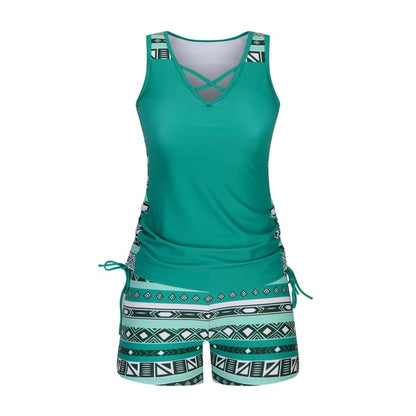 ⏰LAST DAY 60% OFF - Miraclesuit Women's Tummy Control Tankini Set with Built-In Bra – Flattering Boho Swimwear with Shorts🔥 Buy 2 Free Shipping