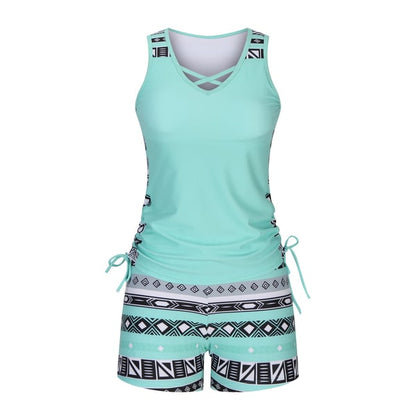 ⏰LAST DAY 60% OFF - Miraclesuit Women's Tummy Control Tankini Set with Built-In Bra – Flattering Boho Swimwear with Shorts🔥 Buy 2 Free Shipping