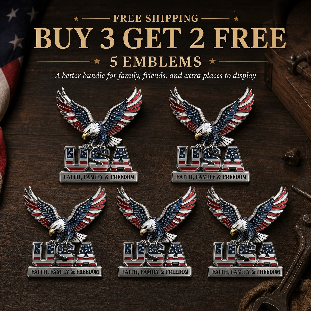 【FREE SHIPPING】 Buy 3 GET 2 FREE – 5 Emblems