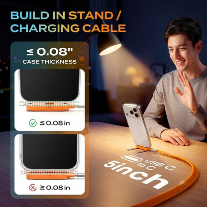 ⚡ Fast Charging Cable 🚀240W Fast Charging + Hidden Foldable Phone Stand