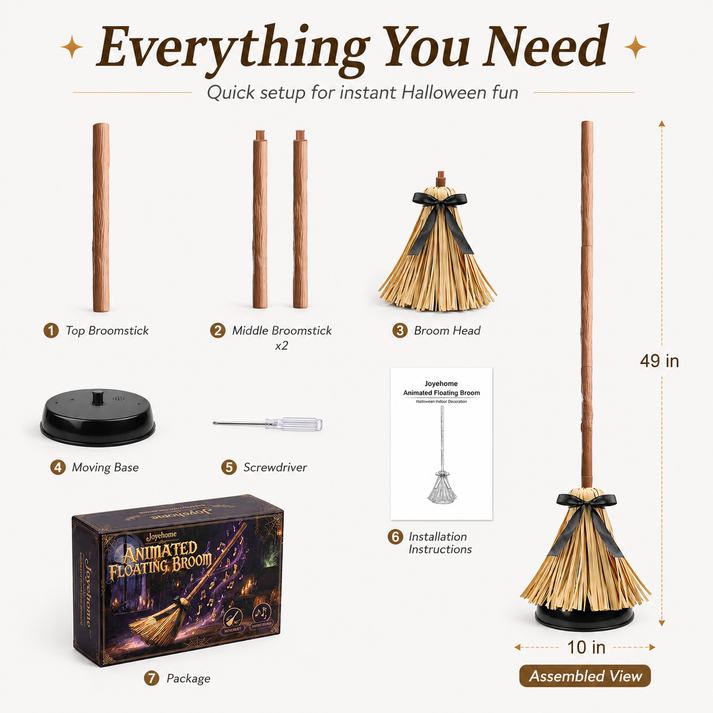 💥Halloween Sale 49% OFF🧙‍♀️🪄Floating Witch's Broom – Haunted Dancing Broom