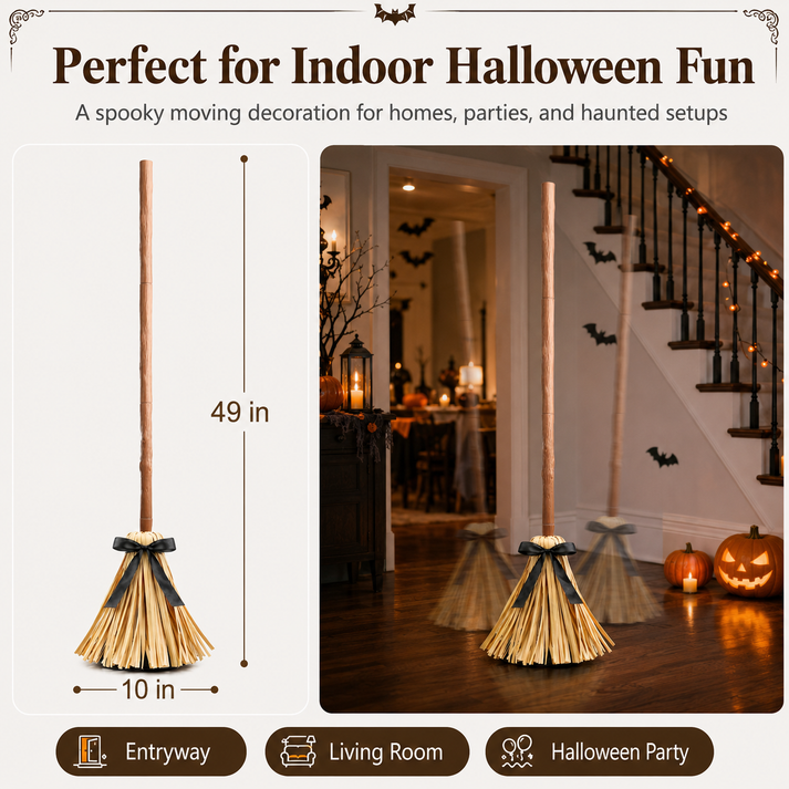 💥Halloween Sale 49% OFF🧙‍♀️🪄Floating Witch's Broom – Haunted Dancing Broom