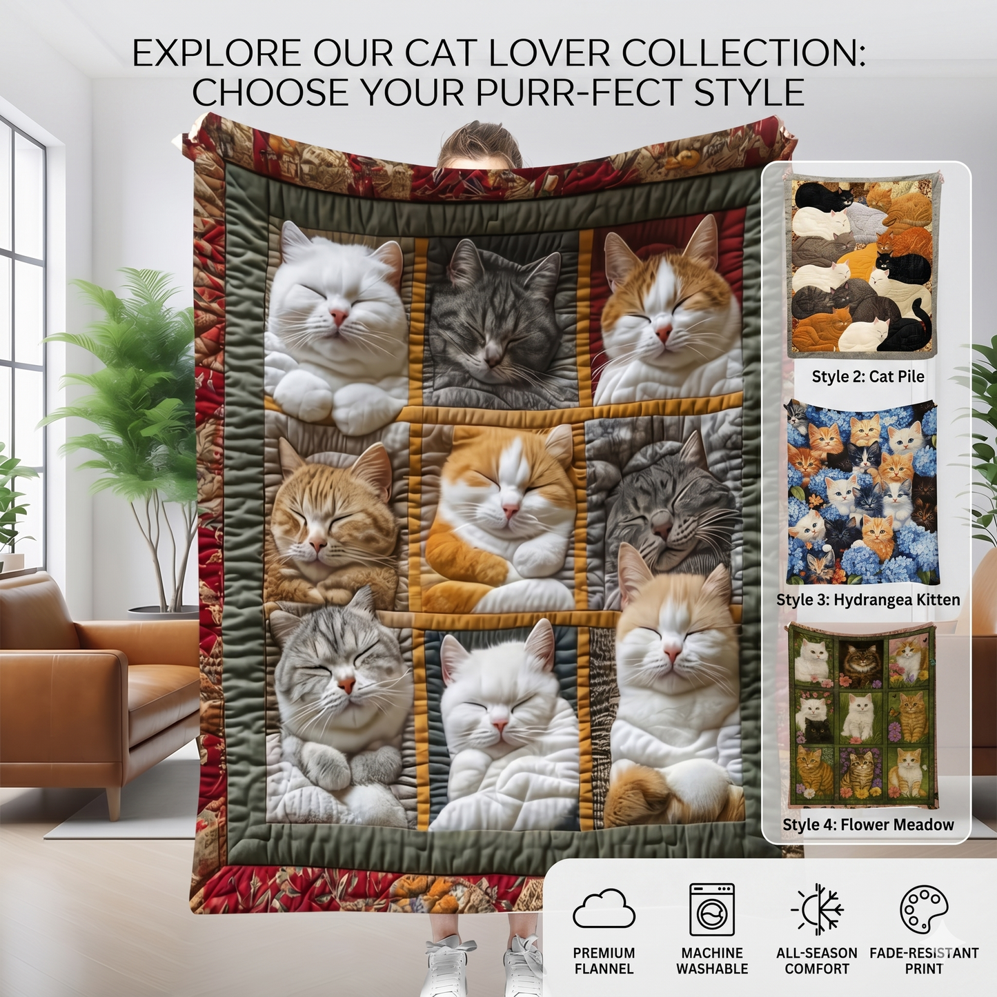 Sleeping Royal Cat Blanket- Premium Blanket