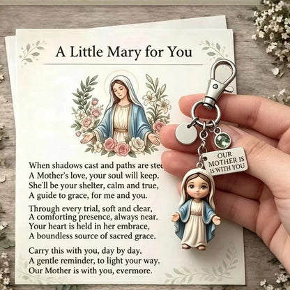 "A Little Jesus and Virgin Mary for You" - Comforting Pocket Reminder Keychain & Poem Card Gift Set 🌟🙏