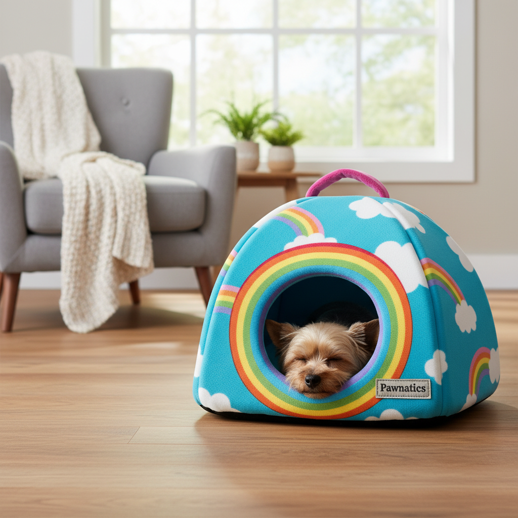 Rainbow Space Capsule Dog Bed