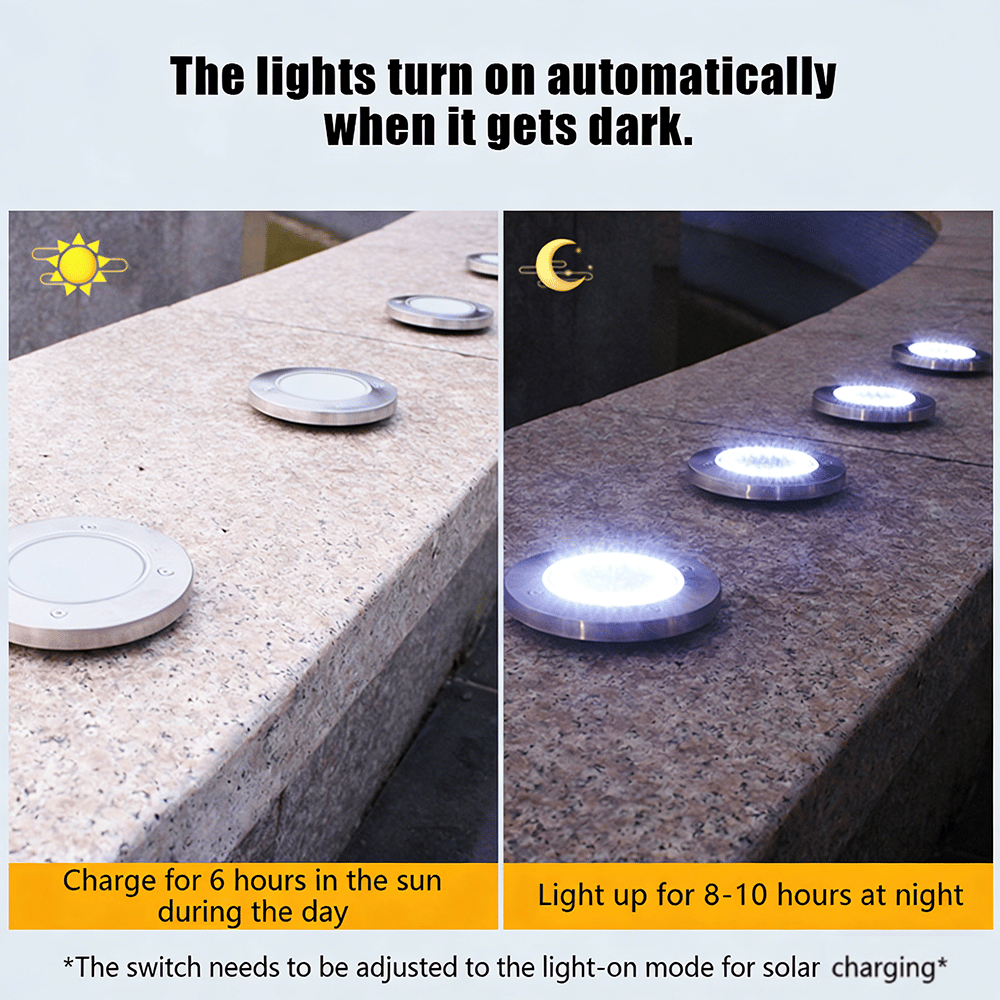 Solar Powered 8-LED Ground Lights | Outdoor Pathway Lighting